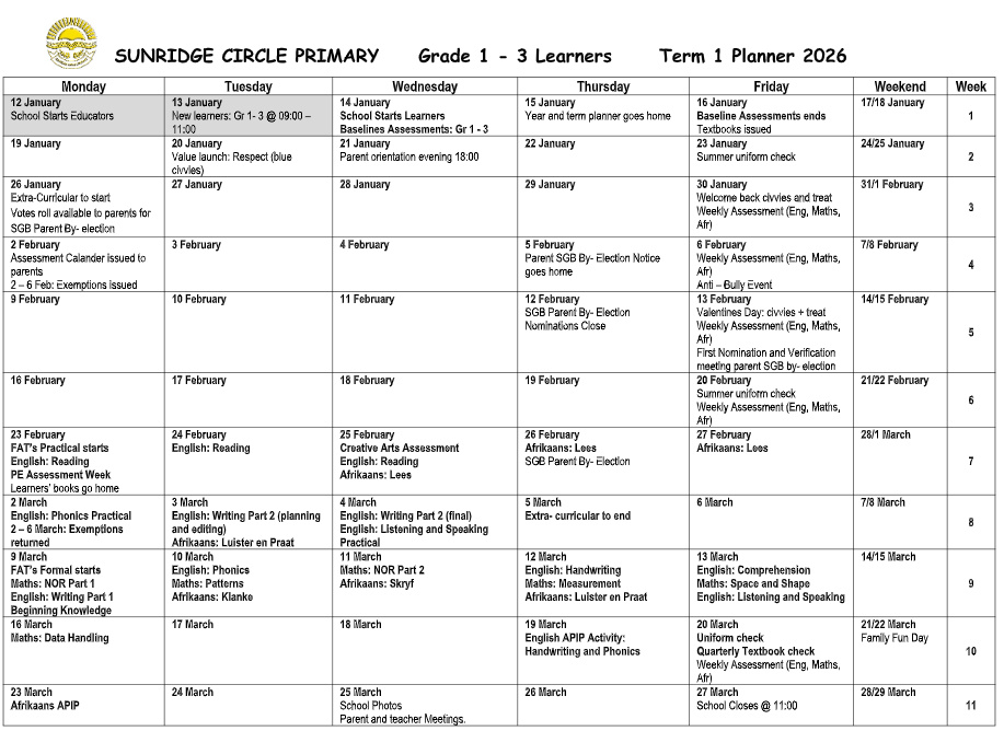 Term 1 Grade 1-3 Planner Gr1-3