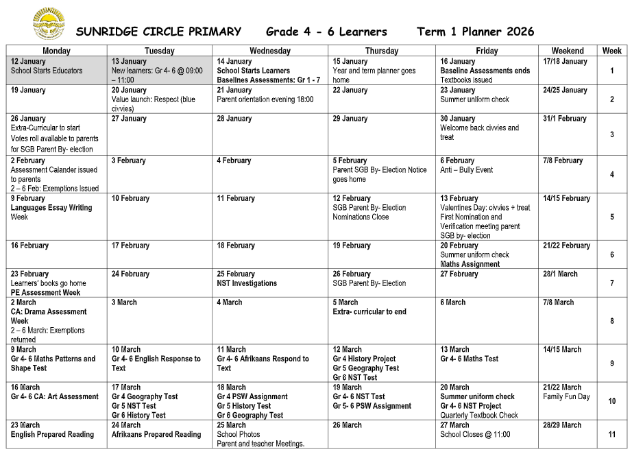Term 1 Grade 4-6 Planner Gr4-6